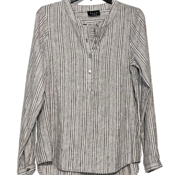B.L.E.U. Tops - B.L.E.U. Womens Linen Blend Peasant Boho Relaxed Lagenlook Blouse Size S NWOT
